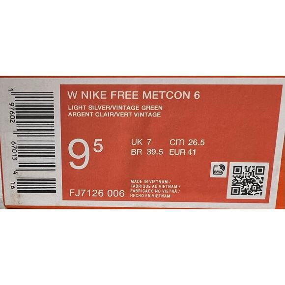 Womens Size 9.5 Nike Free Metcon 6 Light Silver Training Shoes FJ7126 006 NEW - Picture 5 of 5